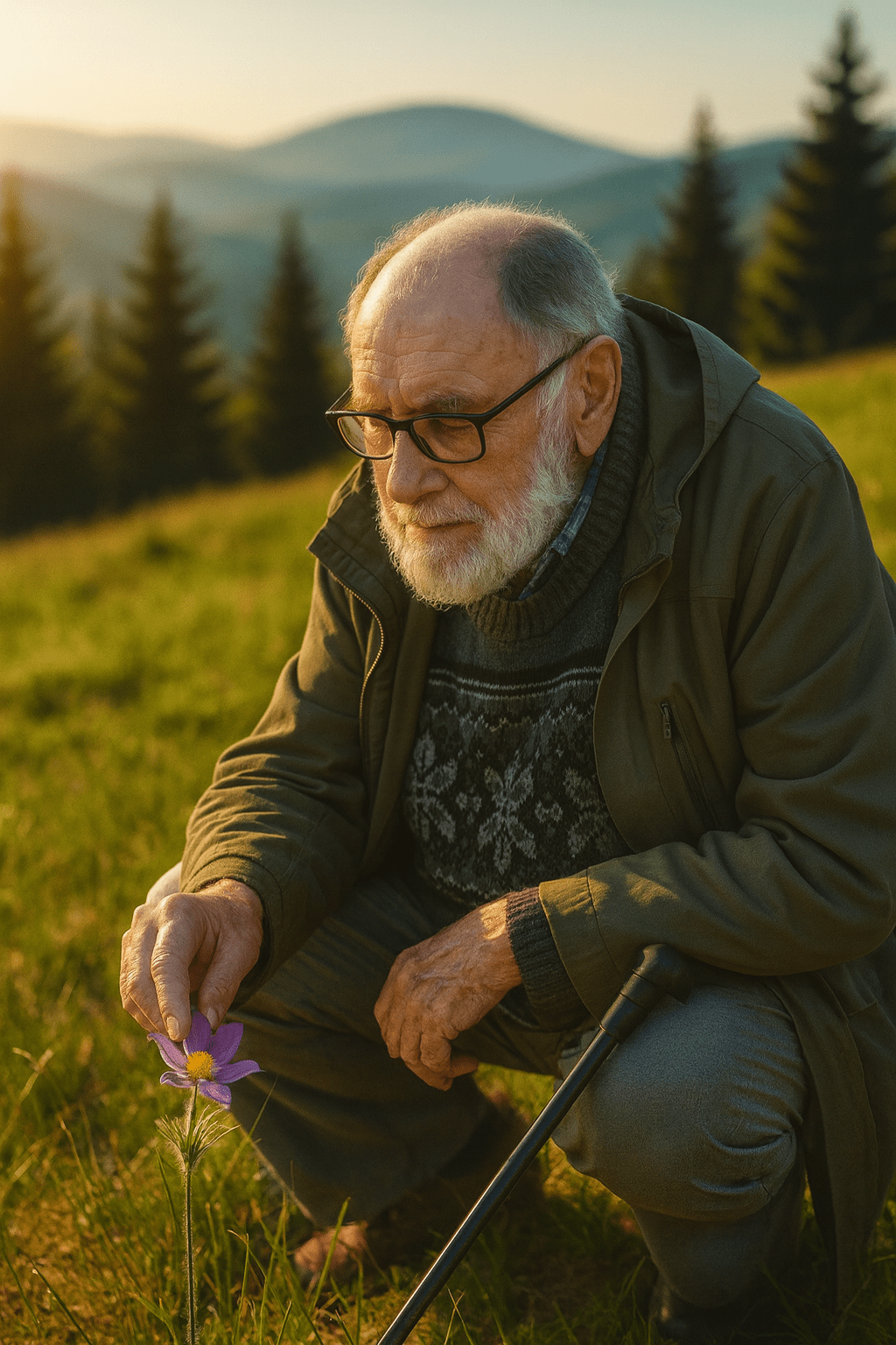 RNDr. Vladimír Faltys na horské louce